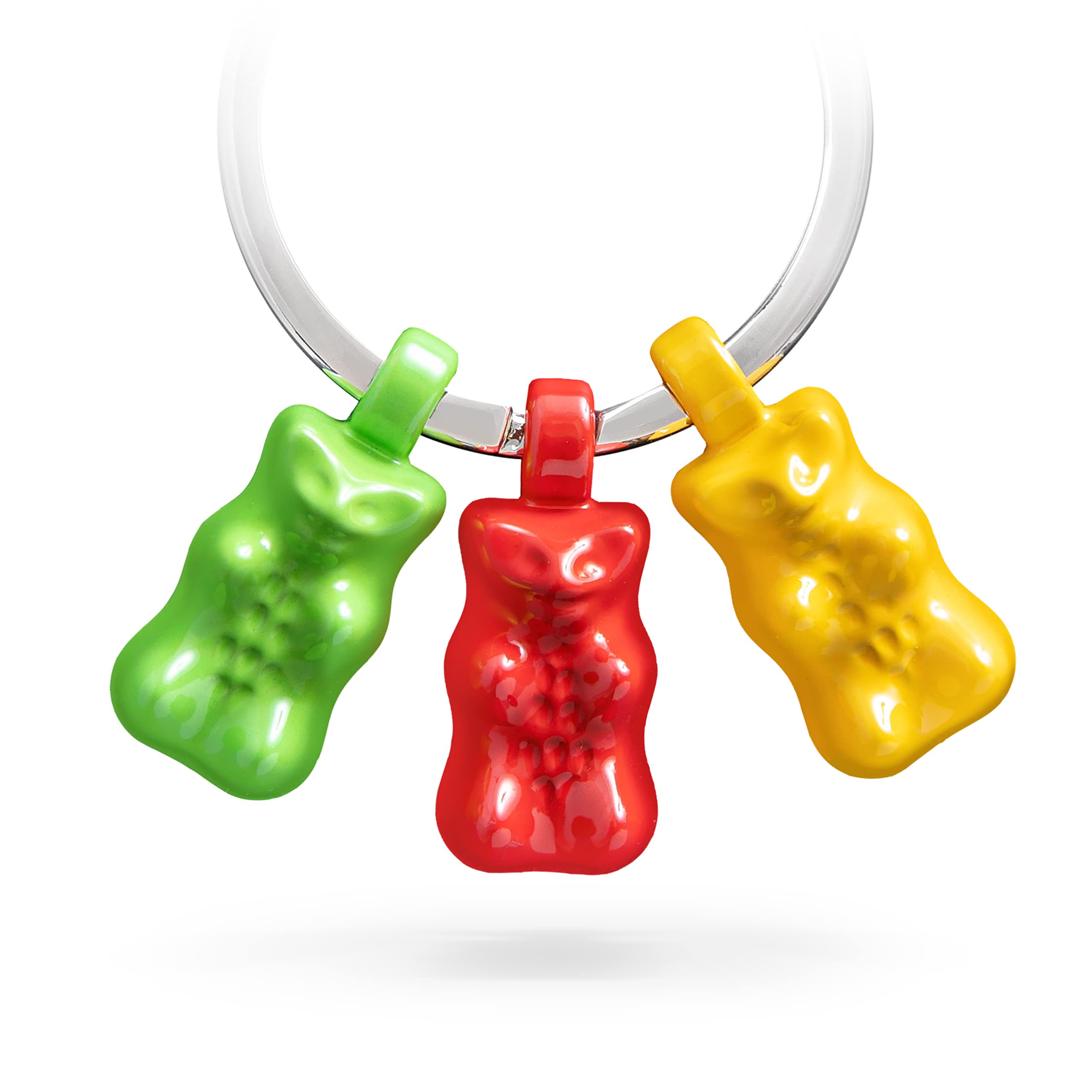 Troika Haribo HB-K03/CO Metal Key Ring Gummy Bear Trio in Green, Red, Yellow, Yellow/Green/Red, handlich, Gummy Bear Keyring