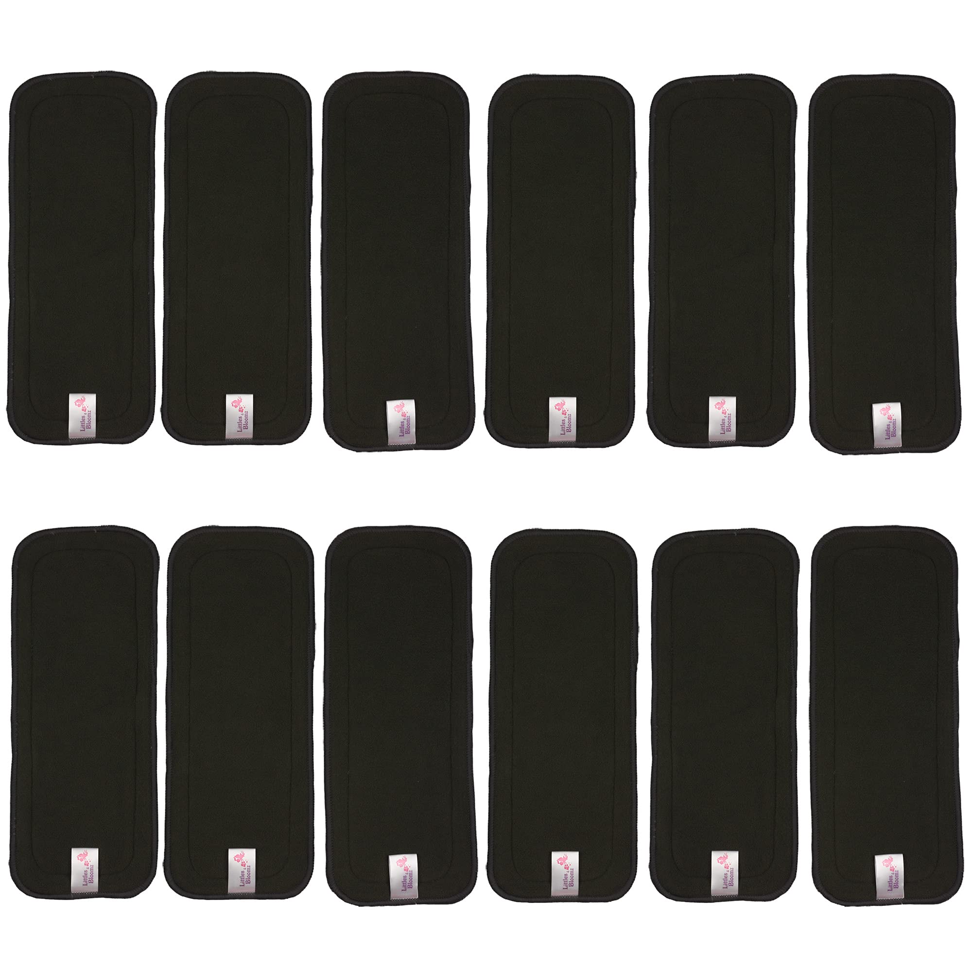 Littles and Bloomz 12 Charcoal Reusable Nappy Insert Cloth Diaper Booster, BC12