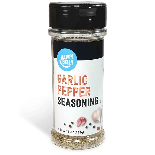 AMAZON BRAND – HAPPY BELLY BLACK GARLIC PEPPER, 4 OUNCE (PACK OF 1)