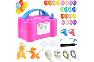 QIPUMP Balloon Pump,Dual Nozzles Electric Balloon Pump with 100 Balloons, Balloon Inflator Air Pump Balloon Blower with Tying Tool, Colored Ribbons for Party Birthday Wedding Festival Decoration