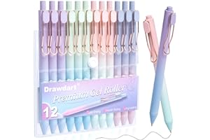 Drawdart Smooth Writing Pens, 12 Pcs No Bleed & Smear, Black Ink Fine Point (0.5mm), Retractable Aesthetic Journaling Pens for Women & Men