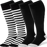 2 Pairs Bamboo Plus Size Compression Socks Wide Calf for Women and Men 15-20 mmHg Knee High Support Stockings for Circulation