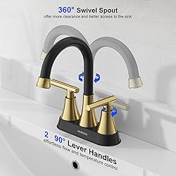 Bathroom Faucets for Sink 3 Hole, Hurran 4 inch