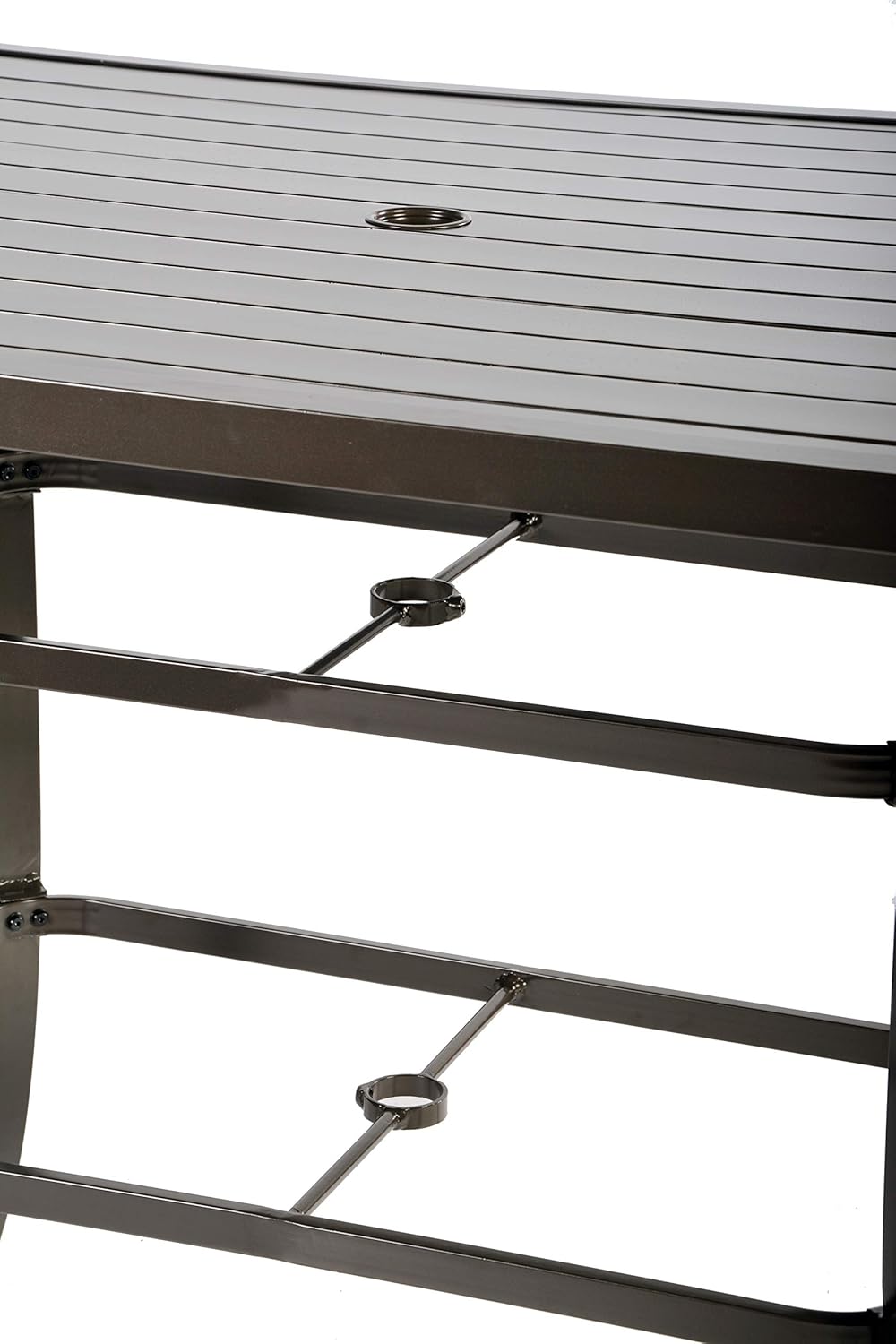 black patio bar stools on Patio Furniture Sets 1 Slat Top Bar Table 4 Swivel Padded Sling Bar Arm Stools Pebble Lane Living All Weather Rust Proof Indoor Outdoor 5 Piece Powder Coated Aluminum Patio Bar Dining