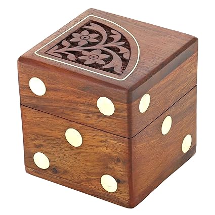 Innovative Vintage Handmade Wooden Dice Set with Wooden Box (Design 1)