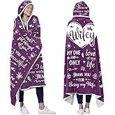 Wife Fleece Wearable Blanket Hoodie - Wife Gifts from Husband - Gifts for Wife for Christmas, Wife Birthday Gift Idea, Gifts for Her for Anniversary, Valentines Day Gifts for Her