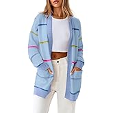 Sidefeel Cardigan Sweaters for Women Lightweight Striped 2025 Long Sleeve Open Front Loose Knit Sweaters Clothes