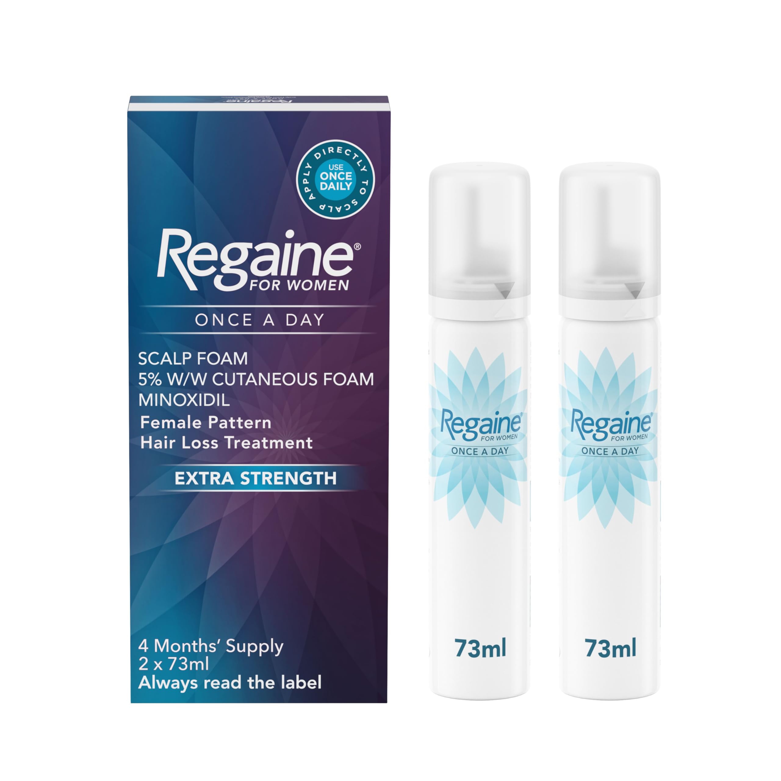 Regaine for Women 5% Minoxidil Extra Strength Scalp Foam for Hair Regrowth (2x 73ml), Scientifically Proven to Help Stop and Reverse Hereditary Female Hair Loss, Revitalise Hair Follicles