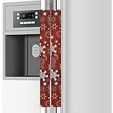 Emelivor Christmas Snowflake Refrigerator Door Handle Cover Set of 2 - Kitchen Red Xmas Appliance Handles Replacement Keep Off Fingerprints Food Stains for Ovens Dishwashers
