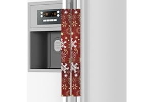 Emelivor Christmas Snowflake Refrigerator Door Handle Cover Set of 2 - Kitchen Red Xmas Appliance Handles Replacement Keep Off Fingerprints Food Stains for Ovens Dishwashers