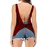 Famulily Women's Sexy Sleeveless Open Back Shirt Knotted Tank Top