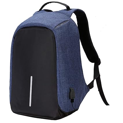 ANVA Unisex Ultralight Nylon Anti-Theft Multifunction Laptop Travel Backpack with Integrated USB Plug Charging Port (Black)