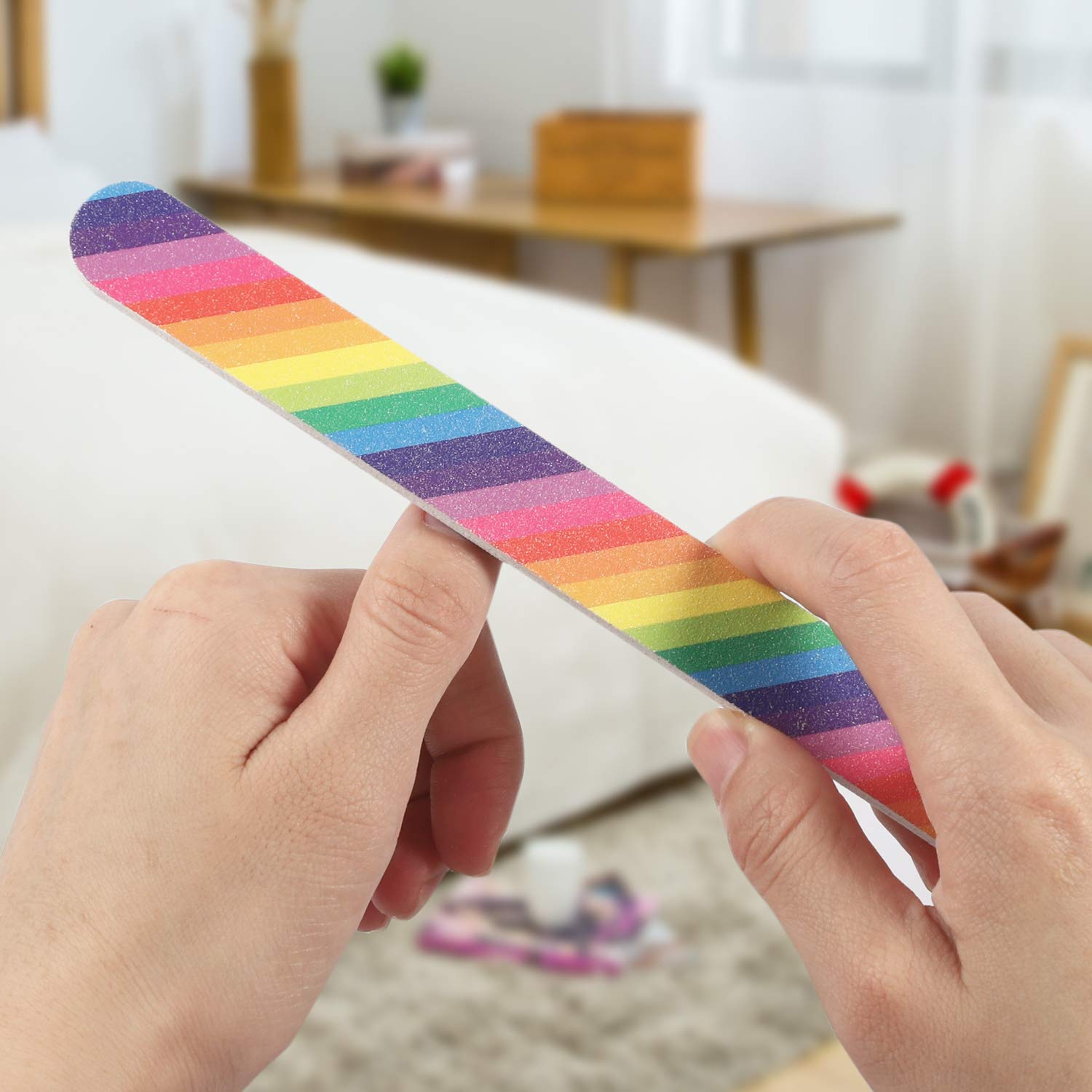 YIMICOO 12PCS Nail Files 150/150 Grit, Emery Boards for Nails, Professional Double Sided Nail File and Buffers for Women Girls Natural Acrylic Nails, Colorful, 7 Inches : Beauty