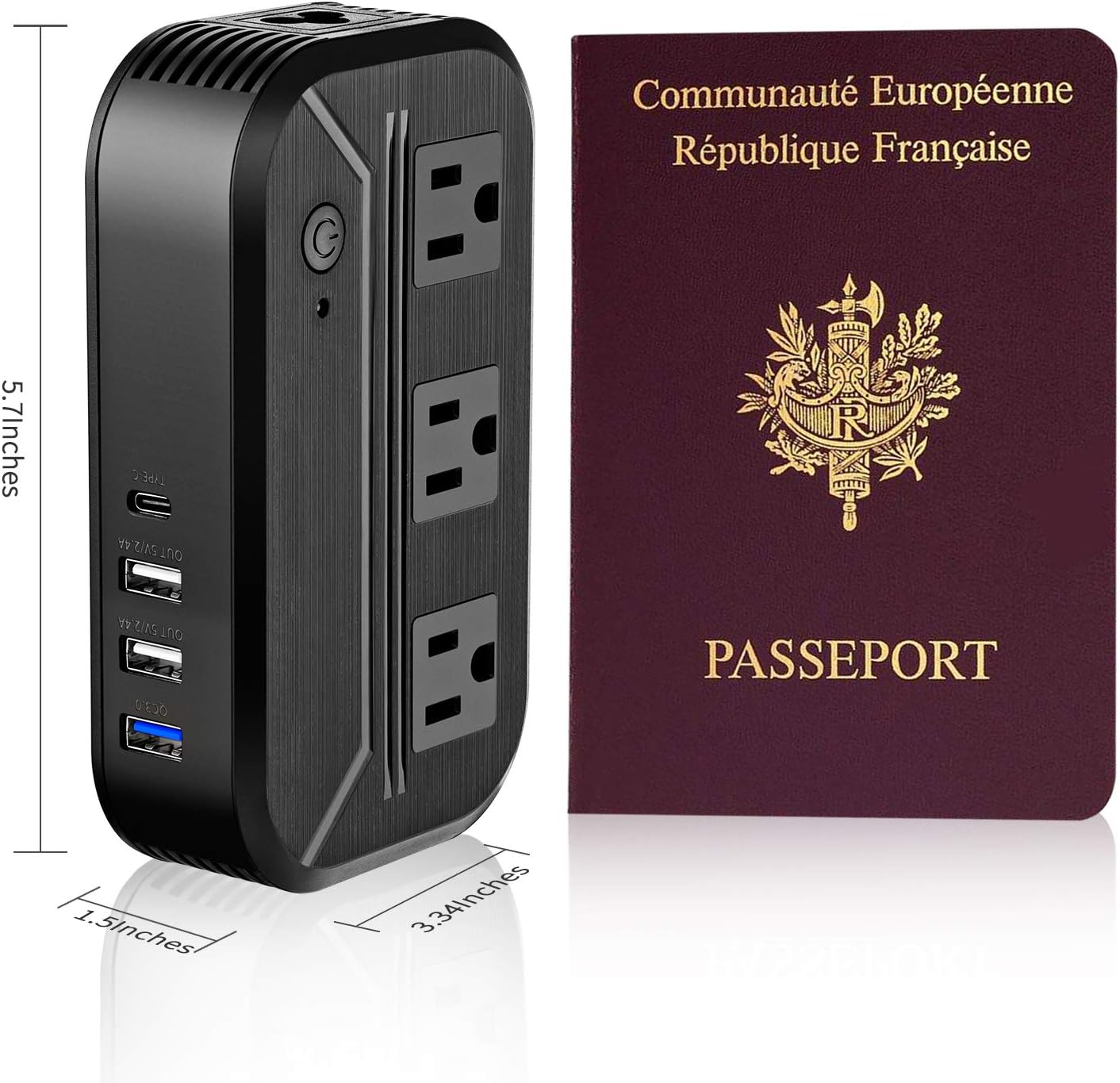 Voltage Converter 2300W Power Step Down 220V to 120V Universal Travel Adapter Power Converter Power Transformer w/3 AC outlets 3USB Ports 1 Type-C International Plug Converters Over 180 Countries: Home Audio & Theater