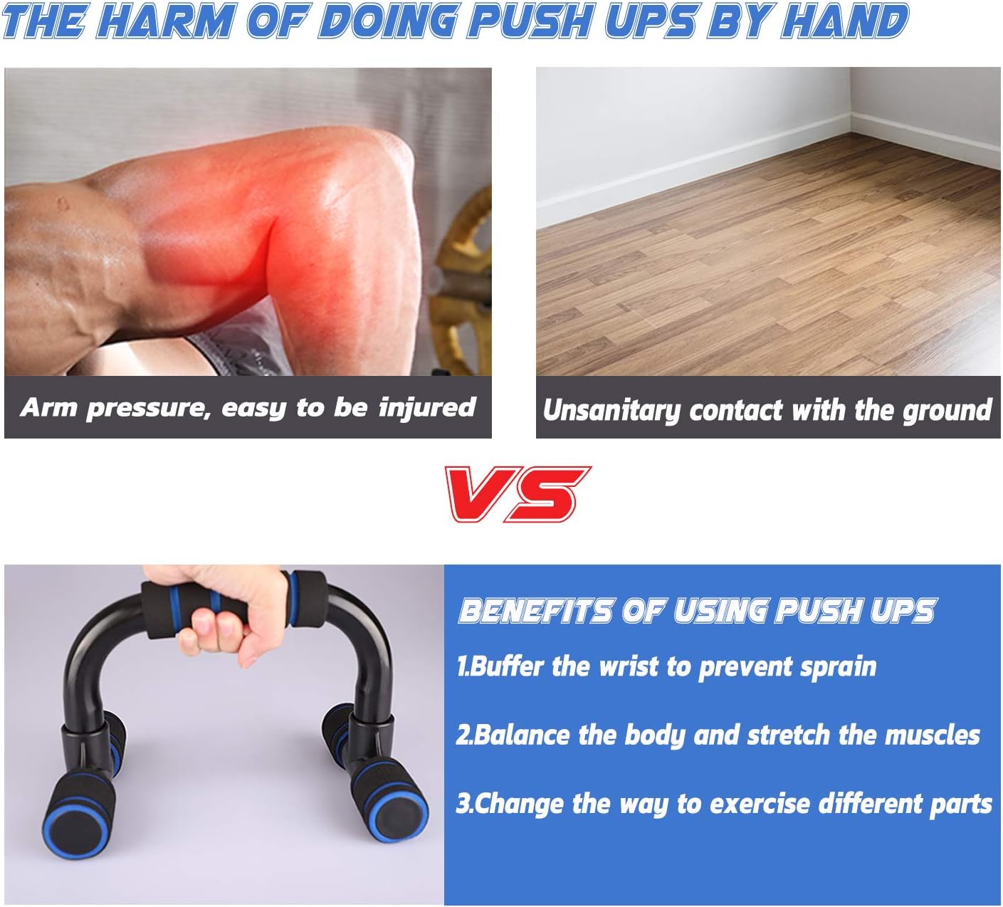 Xahpower Steel Push Up Bars - Strength Training Stands with Steel Grip Bar, Cushioned Foam Grip and Non-Slip Sturdy Structure Portable Push Up Handles for Men Women Floor Home Workout : Sports & Outdoors