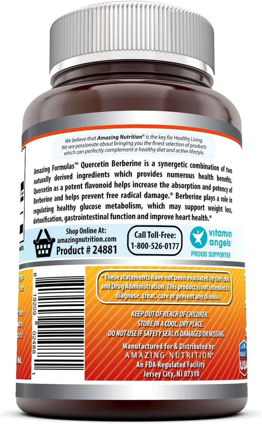Amazing Formulas Quercetin Berberine - 250mg Berberine and 250mg Quercetin (Non-GMO,Gluten Free) -Potent Anti-oxidant Properties -Supports Heart Health, Energy Production, Immune Function (90 Count): Health & Personal Care