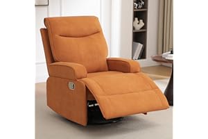 choairy Nursery Glider Recliner Chair, Manual Swivel Rocker Recliner for Adults, Upholstered Glider Rocking Recliner with Comfortable Arms and High Back for Living Room Bedroom (Velvet, Orange)