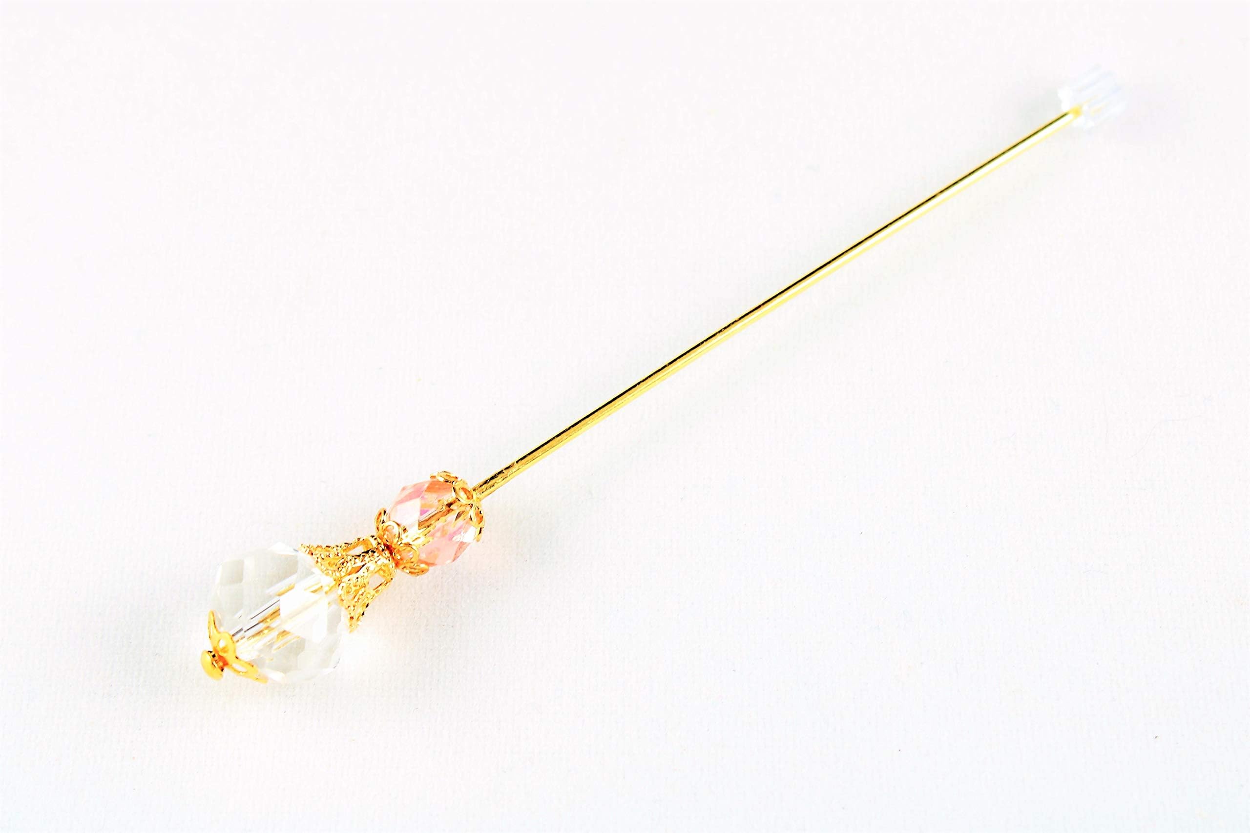 Pink and White Crystals Hijab Pin or Hat Pin