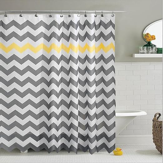 Amazon Com Grey Fabric Shower Curtain Chevron Striped Bathroom