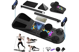 ORWIPO Pilates Board, Foldable Pilates Reformer Set for Home Workout with Timer, 6-in-1 Multifunctional Portable Reformer Pilates Machine at Home Pilates Equipment for Fitness, Exercise, Abs, Core Training