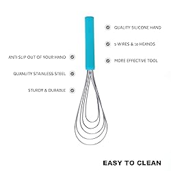 Flat Whisk Silicone Handle Non Slip 10" - 5 Wires