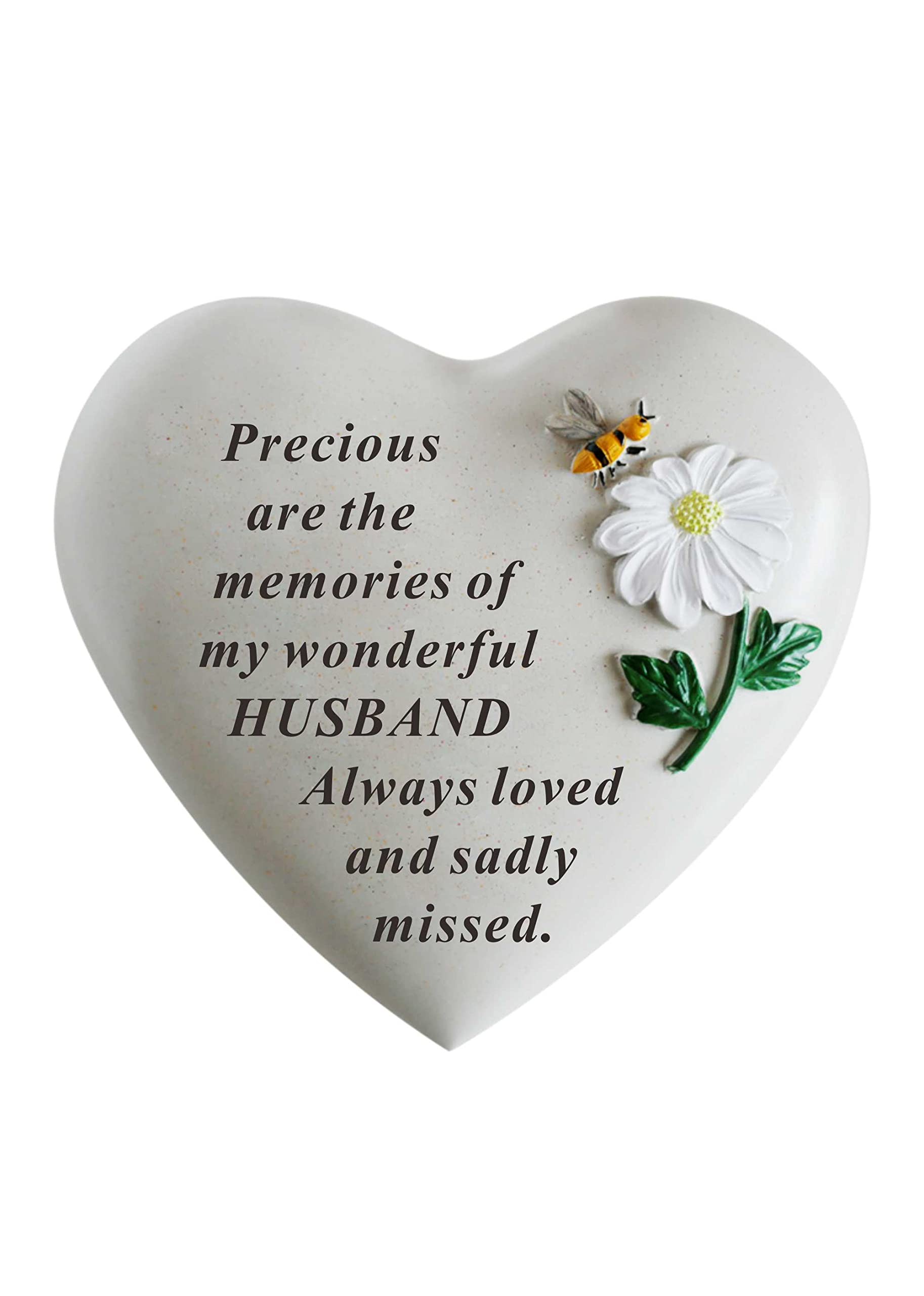 Husband Memorial Stone - Bee Daisy on Heart - DF18314-G