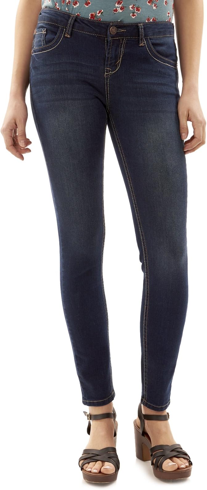 WallFlower Women's Juniors Basic Legendary Stretch Skinny Denim Jeans (28-30-32" Inseams)