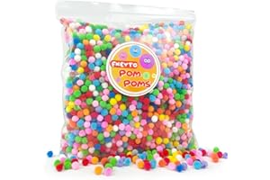 FKEYTO 2000pcs Mini Pom Poms for Crafts,6 mm Pom Poms in Bright & Bold Assorted Colors, 0.23 Inch Pompoms for Arts