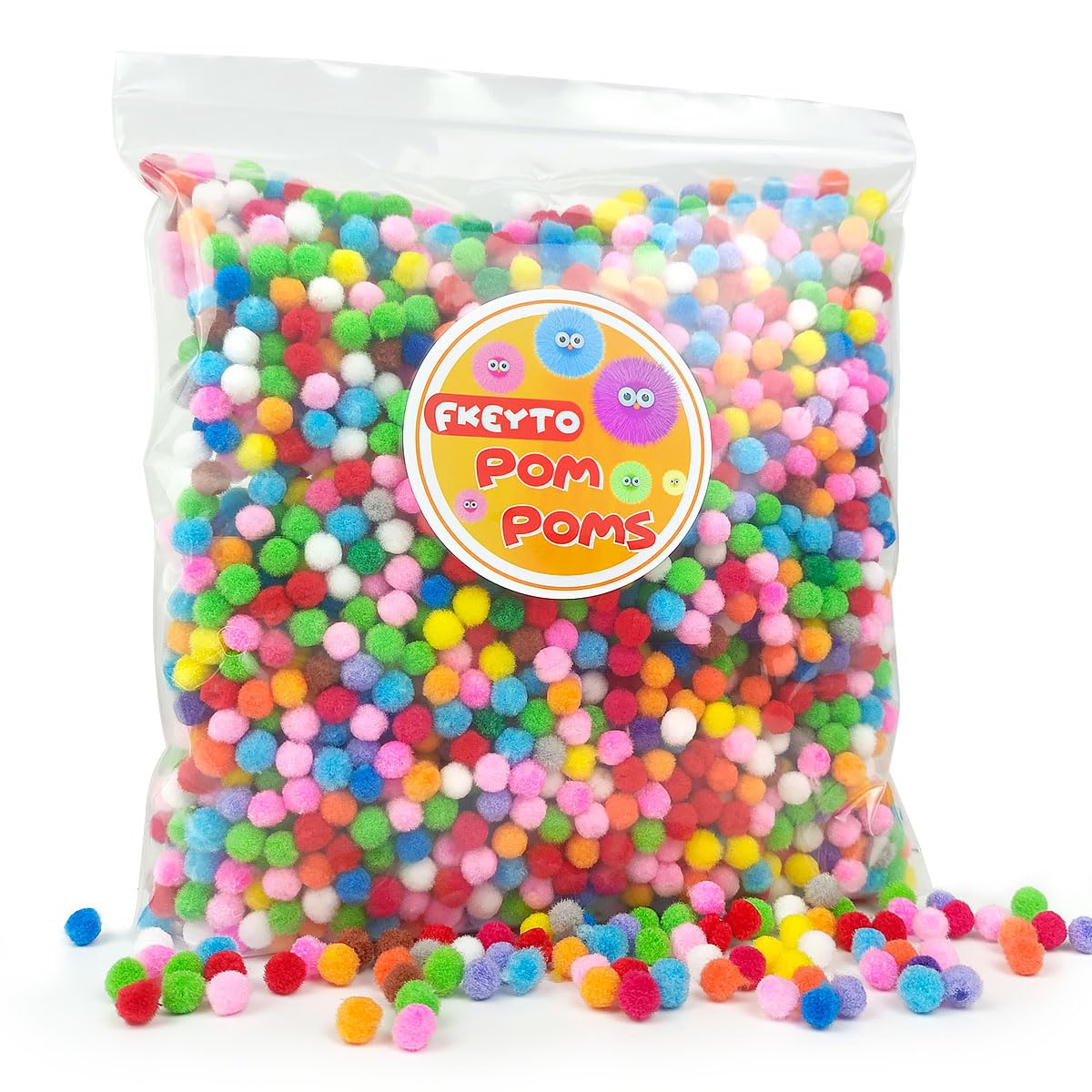 Photo 1 of 2000pcs Mini Pom Poms for Crafts,6 mm Pom Poms in Bright & Bold Assorted Colors, 0.23 Inch Pompoms for Arts