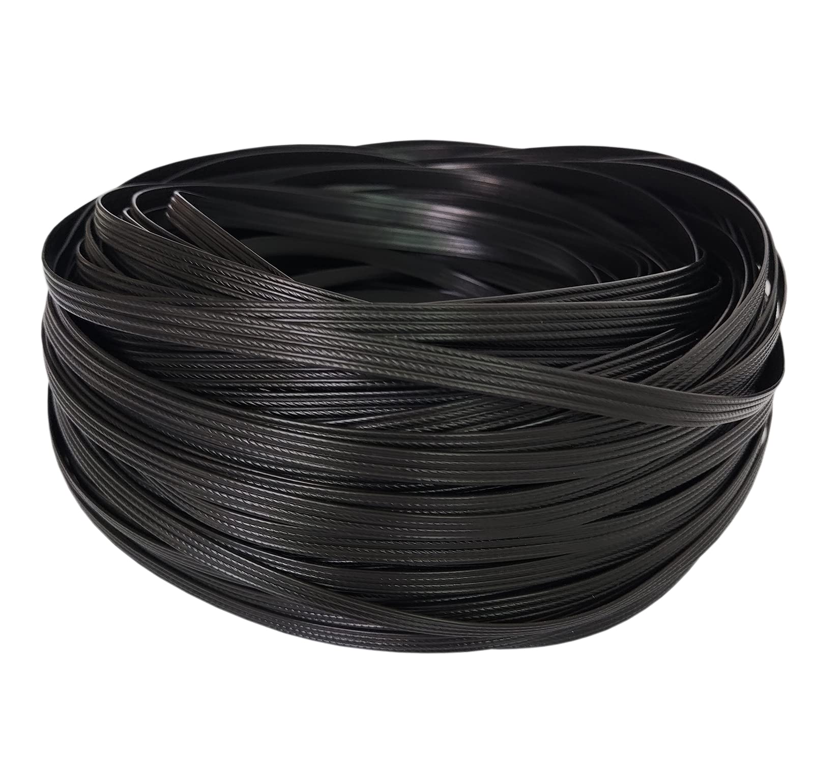 Feyart 60m Flat PE Rattan Plastic Wicker for Chair Recliner Coffee Table Rattan Furniture Repair (Four Lines/Black/8 * 1.1mm)