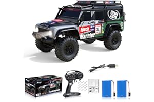 Desdoni RC Cars RC Crawler 1/10 Scale RTR Remote Control Car 4WD 2.4GHz Brushed Offroad Racing Hobby Grade Model Vehicle with LED Lights 2Pcs Battery Toy for Kids and Adults