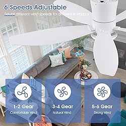 Surtime 48" Ceiling Fans with Lights-Low Profile
