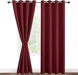 DWCN Blackout Curtains with Tiebacks 52x84 Burgundy 2 Panels Thermal Insulated