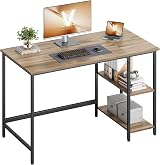 VASAGLE Computer Desk 120x60x76 cm Industrial Style Camel Brown Ink Black