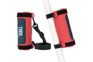 TXEsign Silicone Case Cover Compatible with JBL Flip 6 Speaker, Protective Case JBL Flip 6 Travel Speaker Pouch with Shoulder Strap and Bike Strap for Bike Golf Cart Railing (Red)