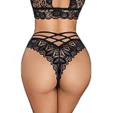 Avidlove Womens Underwear Lace Cheeky Panties Criss Cross Back Bikini Thongs Sexy Undies