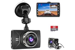Penemay Dual Dash Cam Front and Rear Camera 1080p Front Camera, Dash Camera for Cars Waterproof Rear Camera, Car Camera Included 32GB Card, Dashboard Camera with Super Night Vision, Parking Monitor