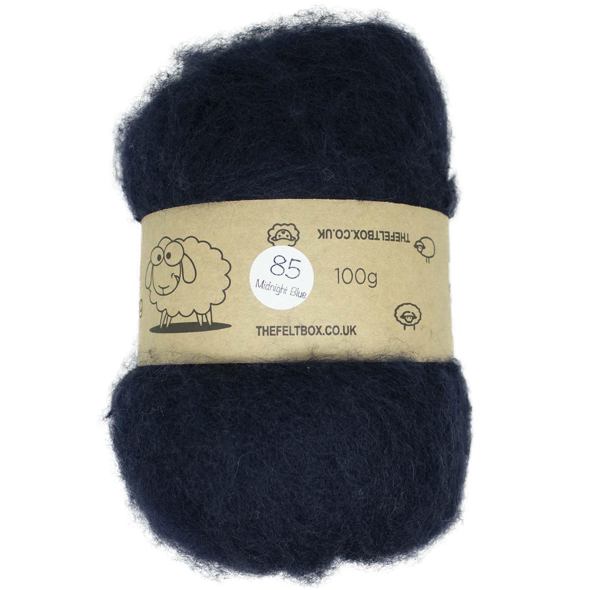 Carded Wool Batt – Midnight Blue #85 – 100g (3.5oz) for Needle & Wet Felting – The Felt Box