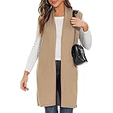 Moss Rose Women's Long Knit Cardigan Vest Casual Sleeveless Open Front Draped Duster Vest (Available in Plus Size)