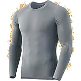 RIKUAOU Men's Thermal Compression Shirts, Long Sleeve Fleece Lined Base Layer, Cold Weather Gear Athletic Undershirt Top