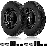 Cenipar 4.80/4.00-8" Flat-Free Tire and Wheel, 16" Solid Wheelbarrow Tires with 5/8" or 3/4" Bearings, 3-7" Centered Hub 4.80/4.00-8 Tire and Wheel for Wheelbarrow Garden Trolley and Wagons(Black)