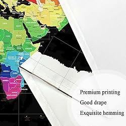 Drgilau World Map Tapestry, Black Map Educational