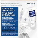 KORRES Greek Yoghurt Hydration Boost Trio Set, 3-Step Skin Care Kit with Foaming Cream Cleanser, Eye Gel & Probiotic Gel Cream, Pre & Probiotics for Balanced Hydration, Clean Beauty, 3 Piece Set