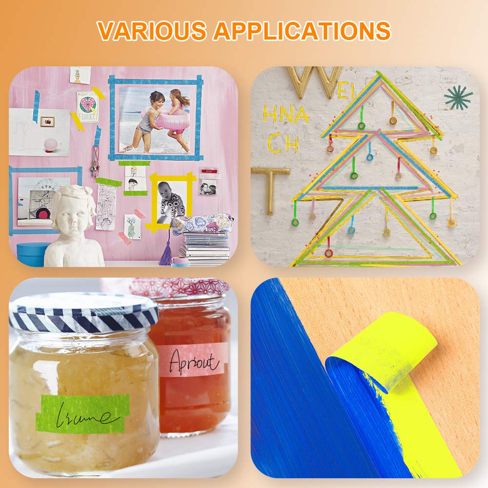 Colored Masking Tape, 6 Rolls of 21.87 Yards×0.59 Inch Crafts Labeling Paper Tape, Colorful Marking Painters Tape for DIY Art Supplies, Home Decoration, Office or Teaching Supplies, Classification.: Industrial & Scientific