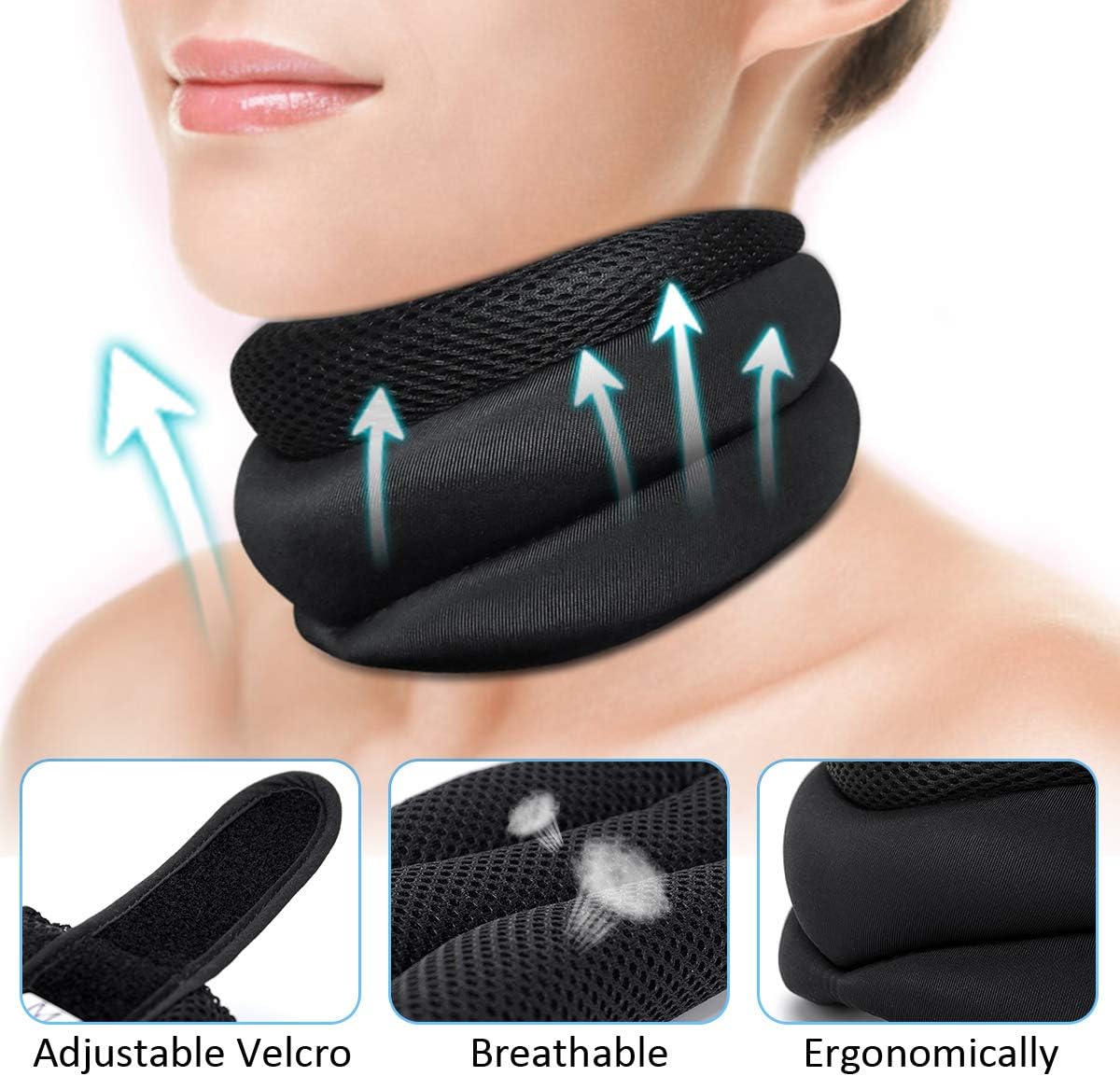 Neck Support Brace for Relieving Neck Pain & Pressure, Soft Foam Cervical Collar that Stabilizes Vertebrae - Image 4