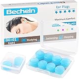 Reusable Silicone Ear Plugs, Waterproof Noise Cancelling Ear Plugs for Sleeping, Shooting, Airplanes, Concerts, Mowing, 22dB