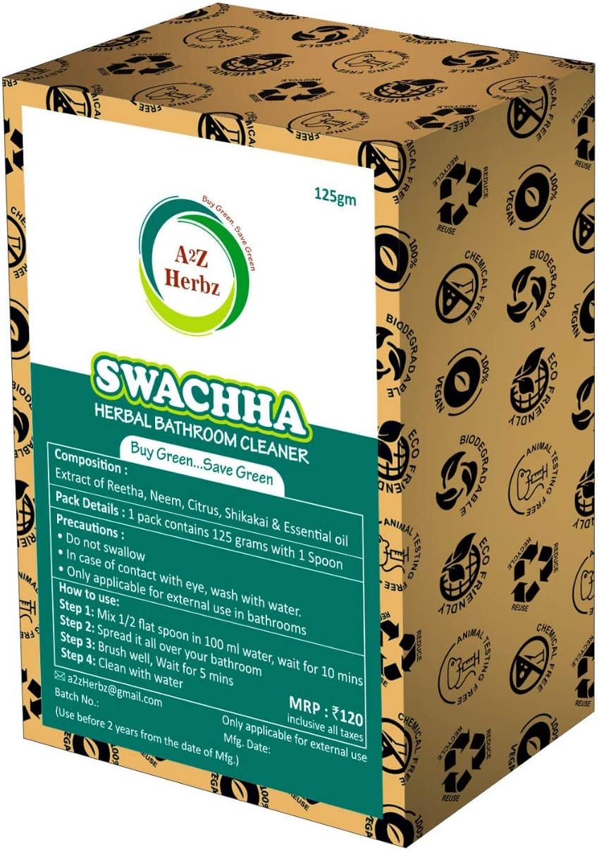 Swachha - Herbal Toilet and Bathroom Cleaner, it is Herbal Plants and no Chemicals. Eco-Friendly and can be Used for Tile, Sink, Pot, partition Glass (The Entire Bathroom Cleaning by 1 Product)