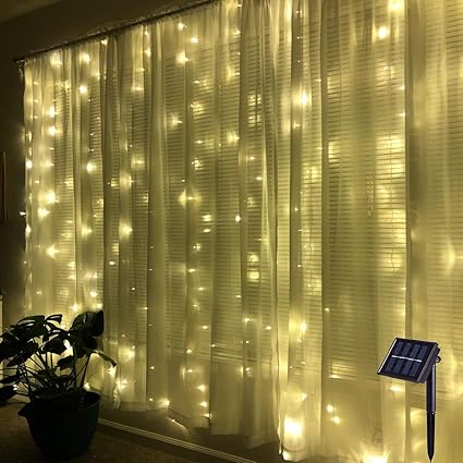 dbfairy luces solares para cortina de exterior impermeables 6 6 ft x 6 6 ft 8 modos 200 luces led para ventana valla de boda fiesta hogar