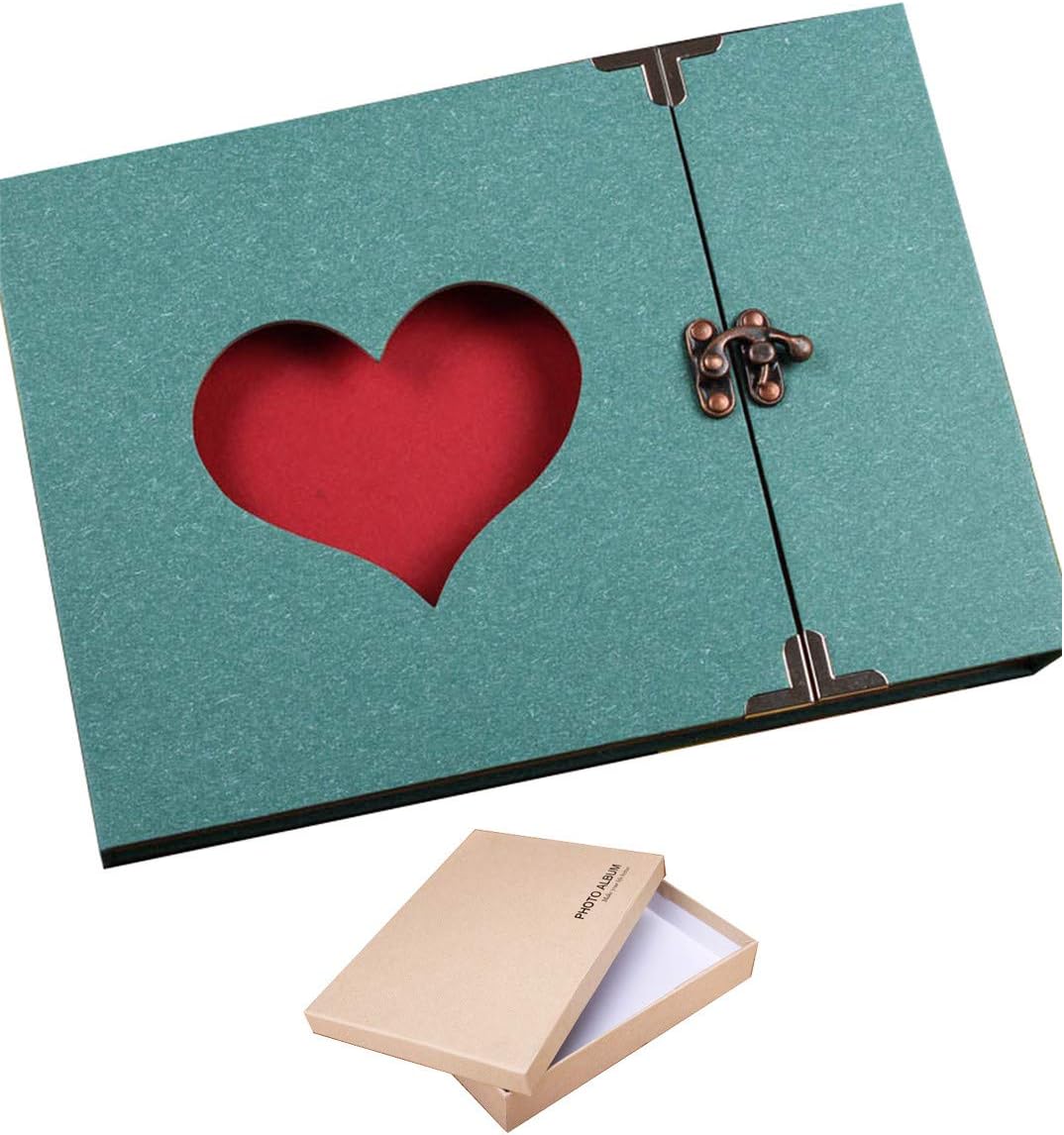 ARHSSZY 10inch Hollowed Heart Photo Album Memory Pictures Storage Holder Case Scrapbook Cover DIY Craft Wedding Graduation Birthday Gift Baby Photo Ablum with Box