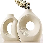 Joeabor Ceramic Vase Set of 2 - Handcrafted Ceramic Vases for Home Decor & Shelf - Modern Farmhouse Decor for Kitchen, Office, Bedroom & Living Room Decorative Objects for Mantel, Table Centerpieces
